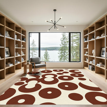 Retro Chocolate Brown Circles Rug