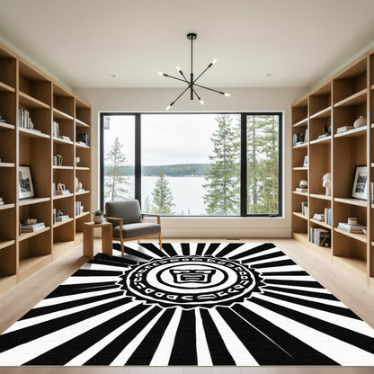 Monochromatic Sunburst Emblem Rug