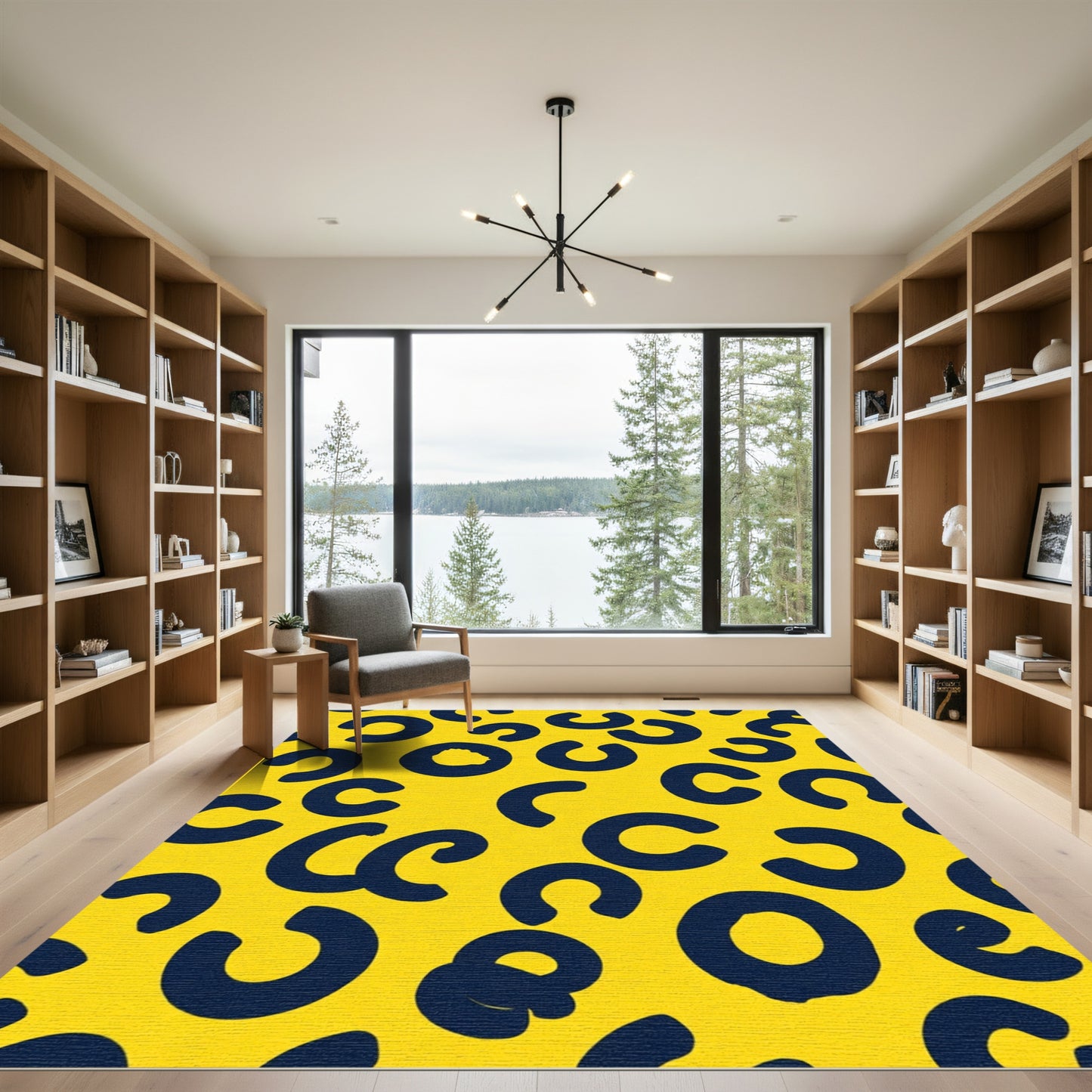 Bold Abstract Spots Yellow Blue Rug