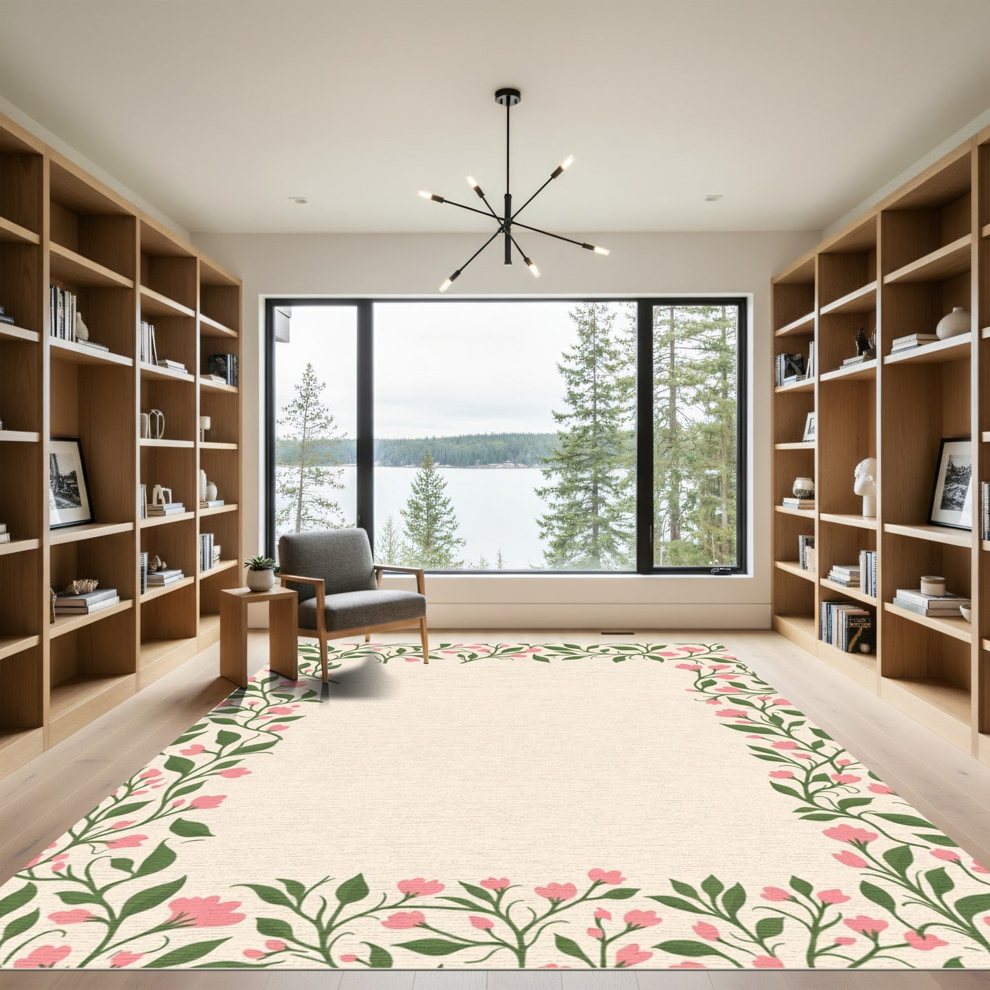 Pink Blossom Vine Border Rug