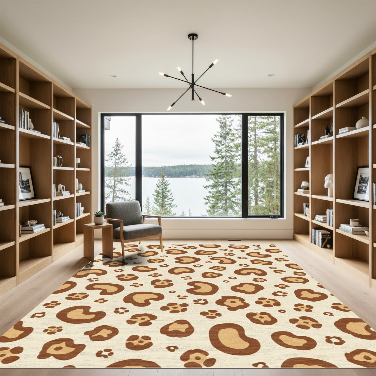 Cream Brown Animal Spot Repeat Rug