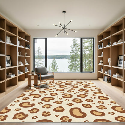Cream Brown Animal Spot Repeat Rug