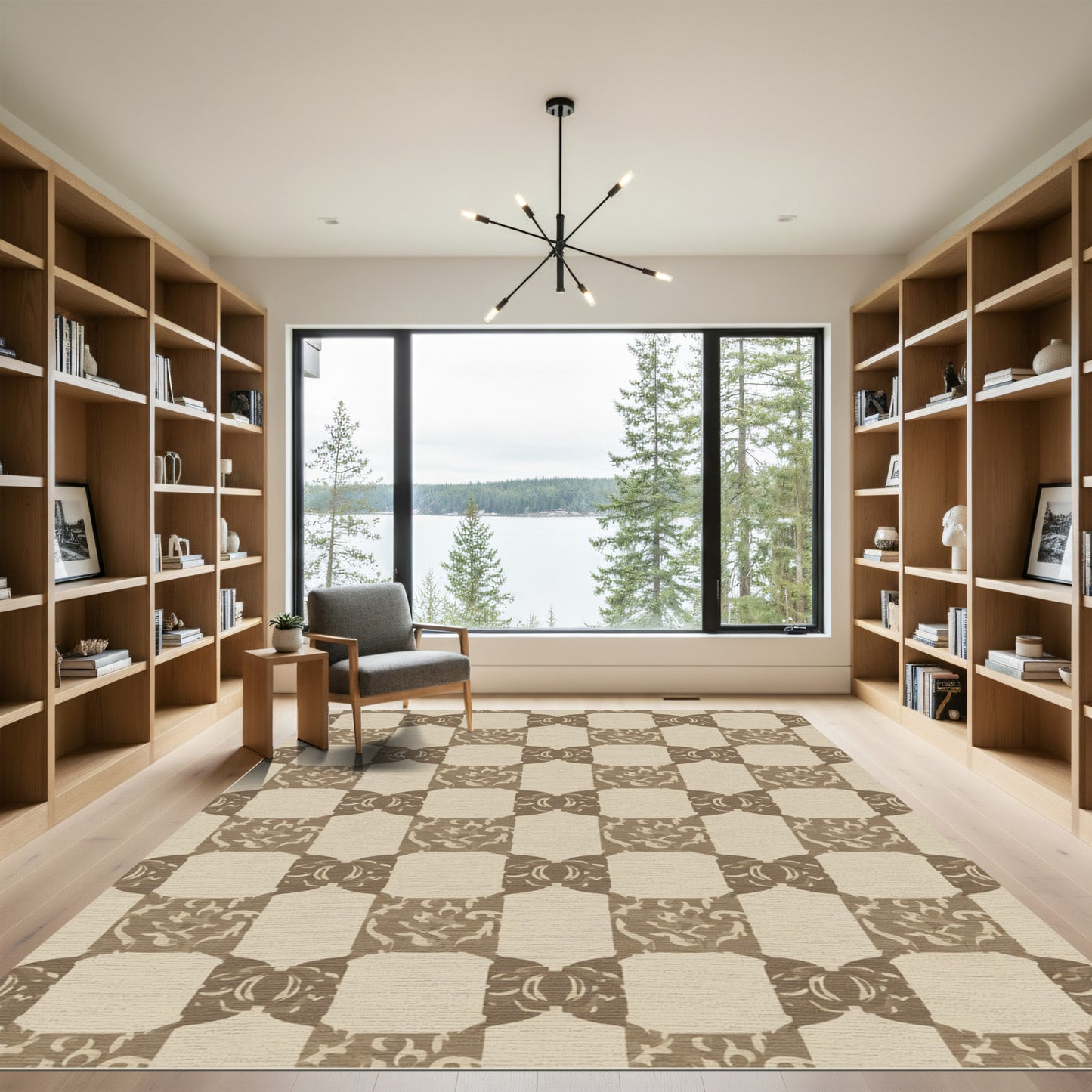 Vintage Beige Laurel Checkerboard Rug