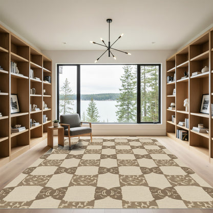 Vintage Beige Laurel Checkerboard Rug