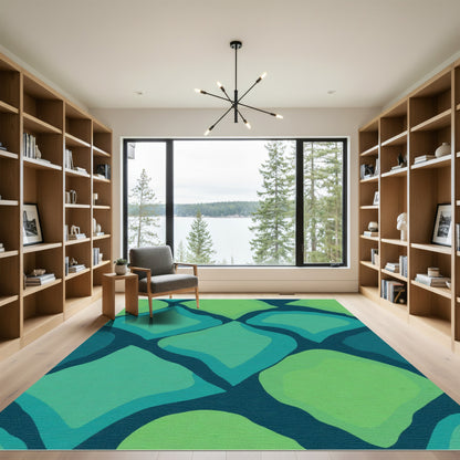 Teal Green Organic Diamond Overlap Rug