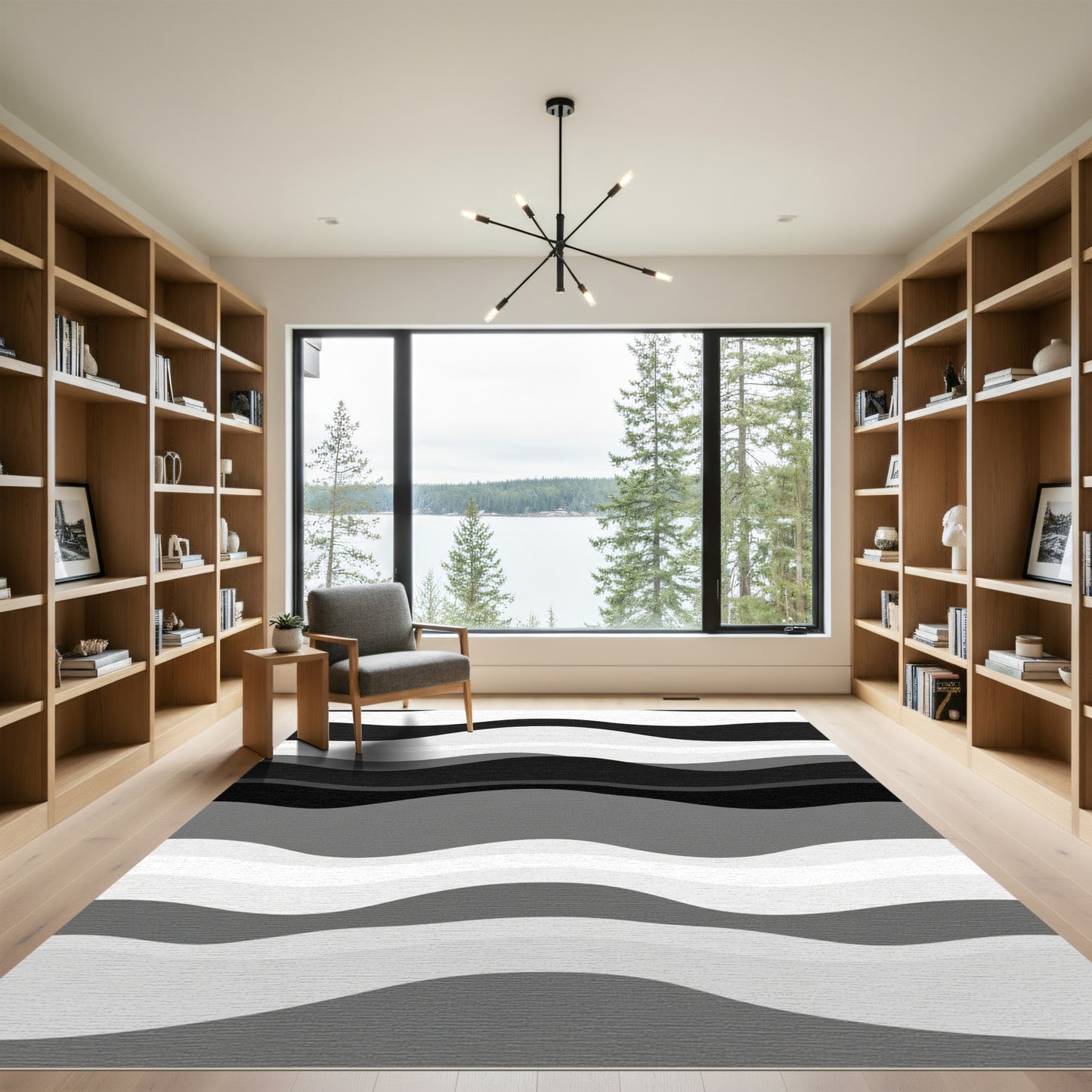 Monochromatic Wavy Stripe Rug
