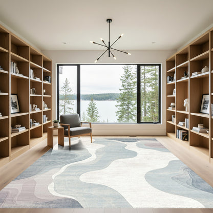 Wavy Blue Gray Fluid Rug