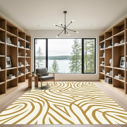 Golden Tawny Abstract Swirl Rug