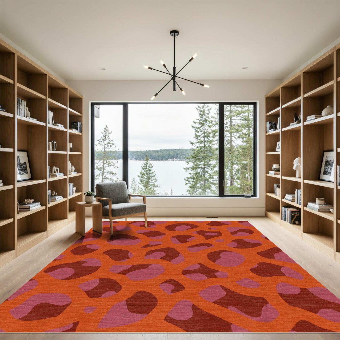 Vibrant Orange Spotted Organic Forms Rug