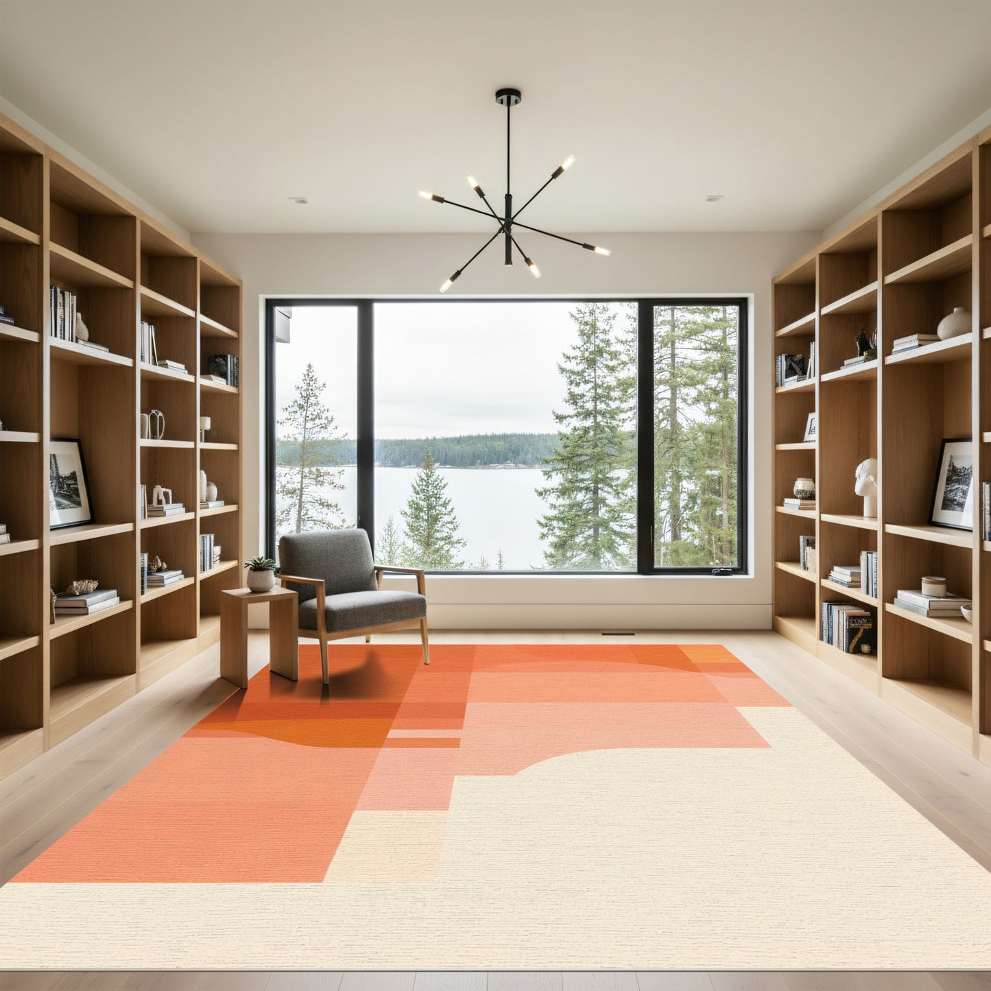 Terracotta Abstract Geometric Layers Rug