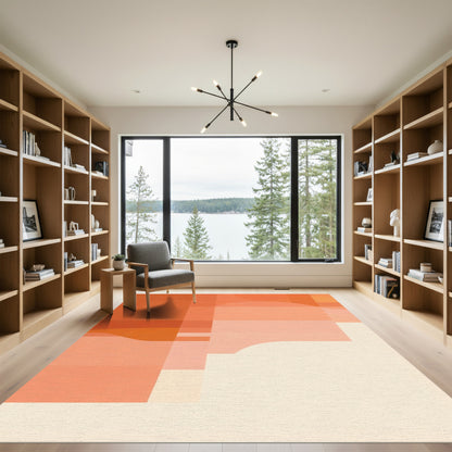 Terracotta Abstract Geometric Layers Rug