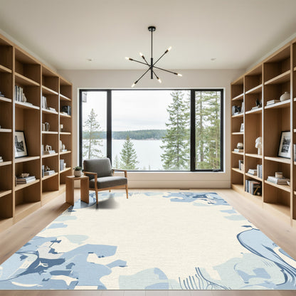 Abstract Blue Whimsical Shapes Rug