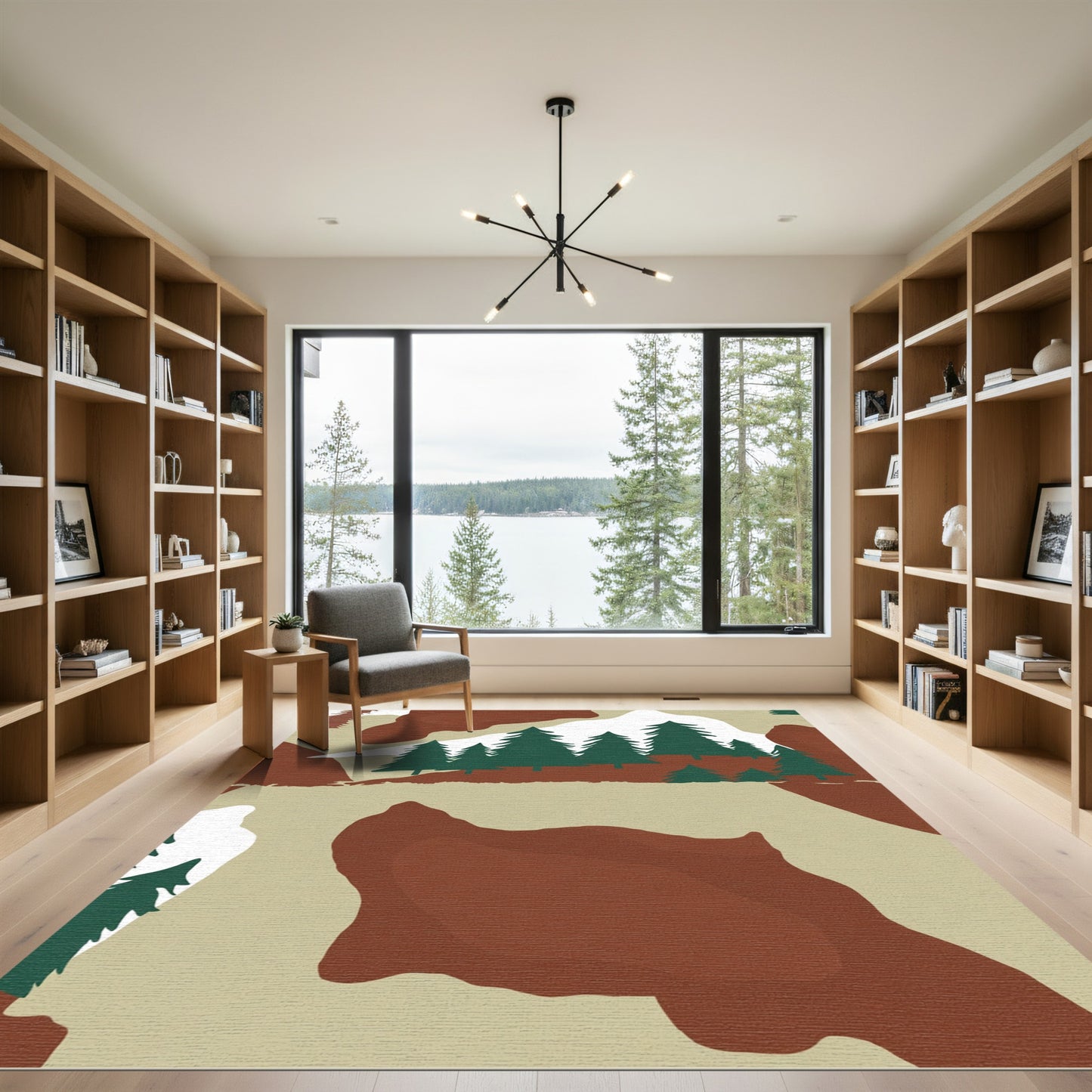 Forest Evergreen Mountain Camo Rug