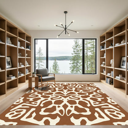 Rich Terracotta Abstract Organic Composition Rug