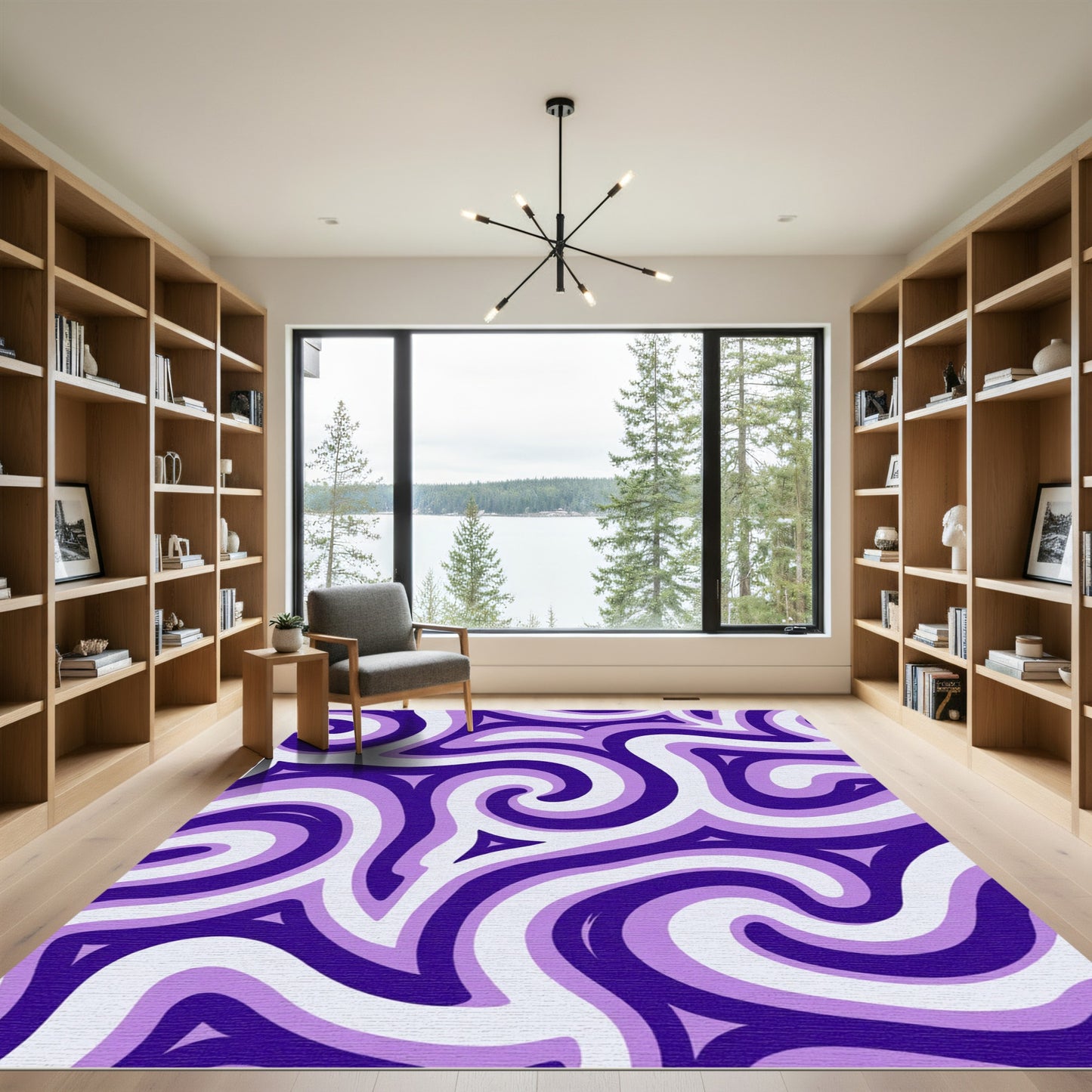 Vivid Purple Swirl Fluid Composition Rug