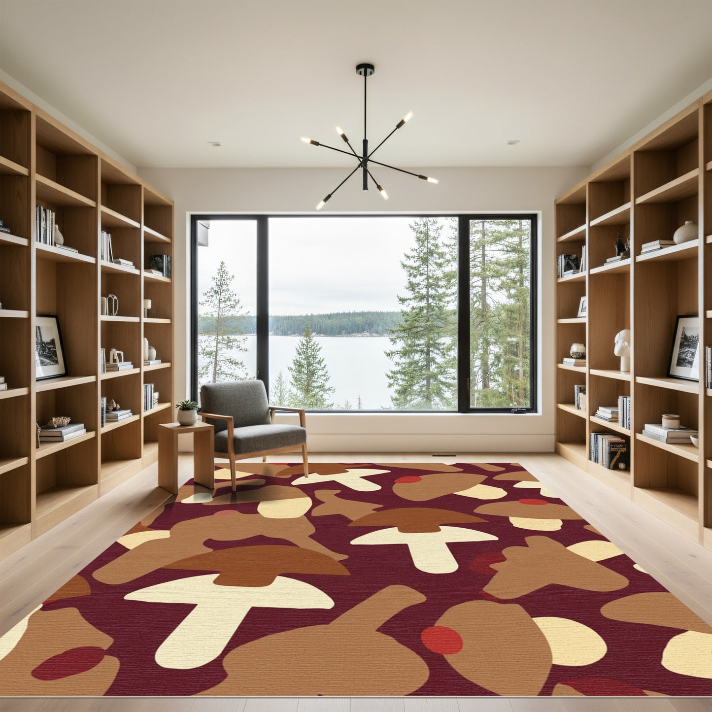 Earthy Mushroom Woodland Folk Art Rug