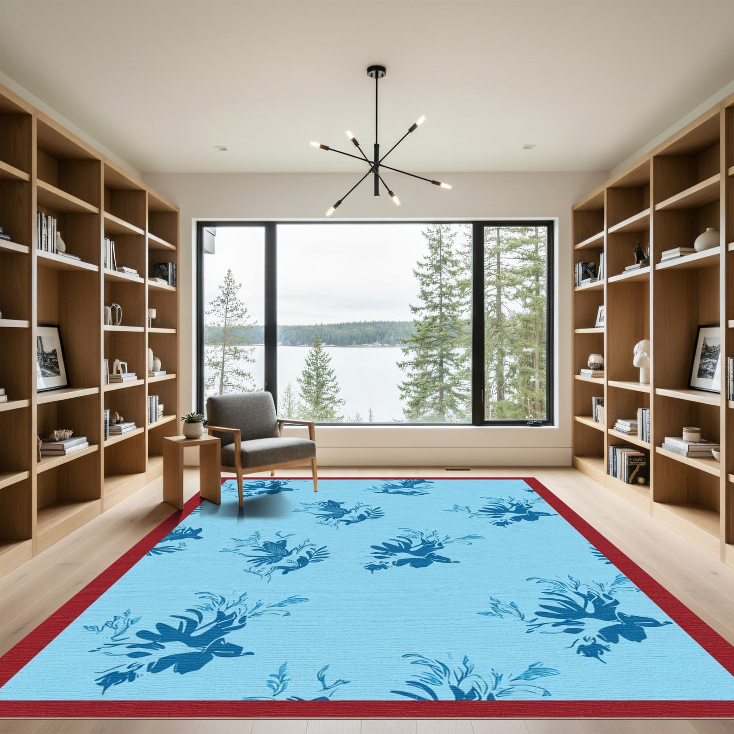 Navy Blue Floral Meadow Rug