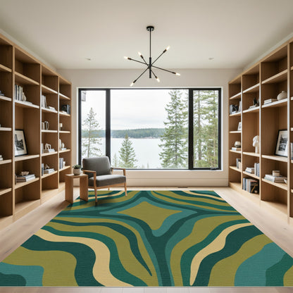 Camouflage Abstract Wavy Organic Rug