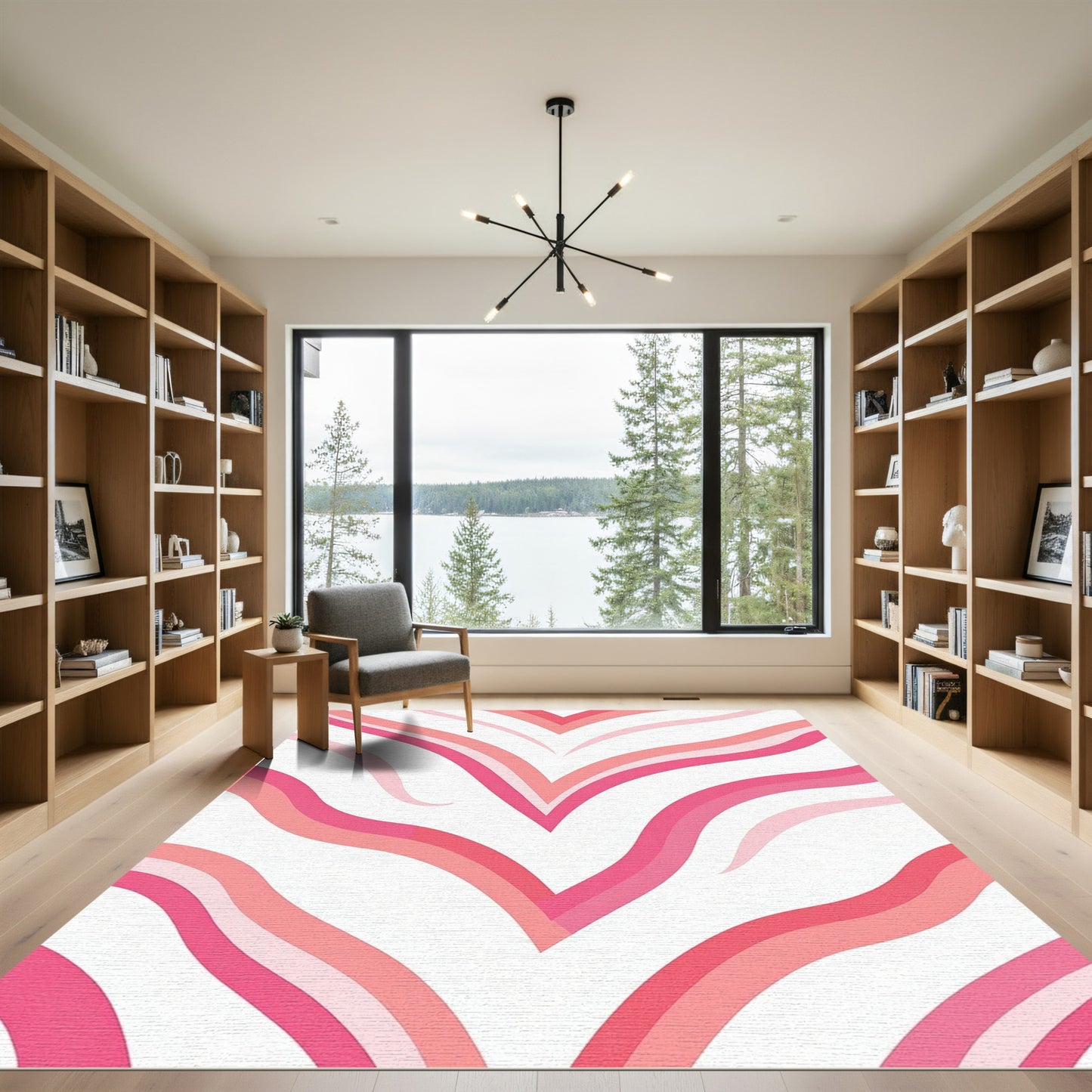 Pink Gradient Wavy Stripe Rug