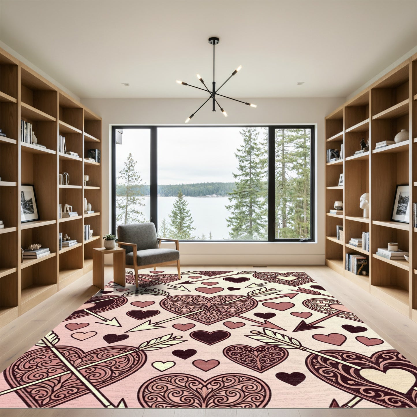 Romantic Filigree Hearts Arrows Rug