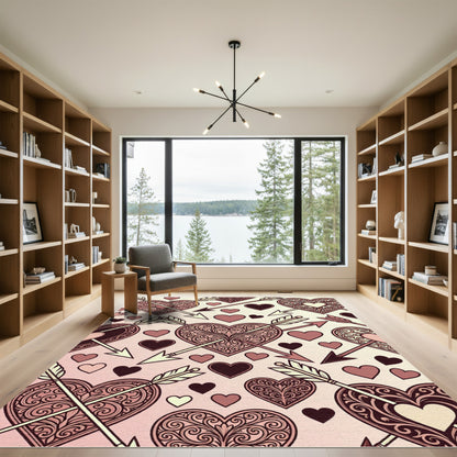 Romantic Filigree Hearts Arrows Rug
