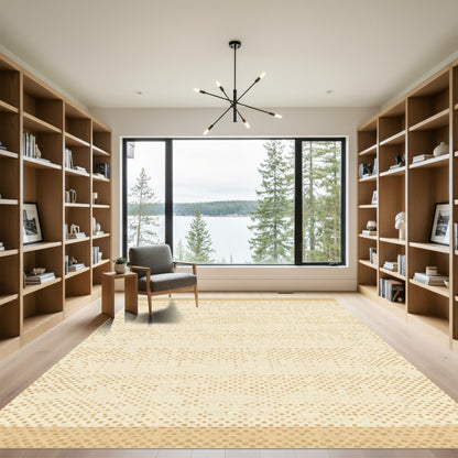 Neutral Beige Dotted Stripe Rug