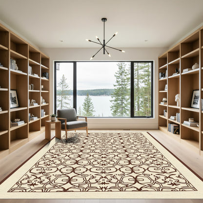 Brown Scrollwork Lattice Ornament Rug