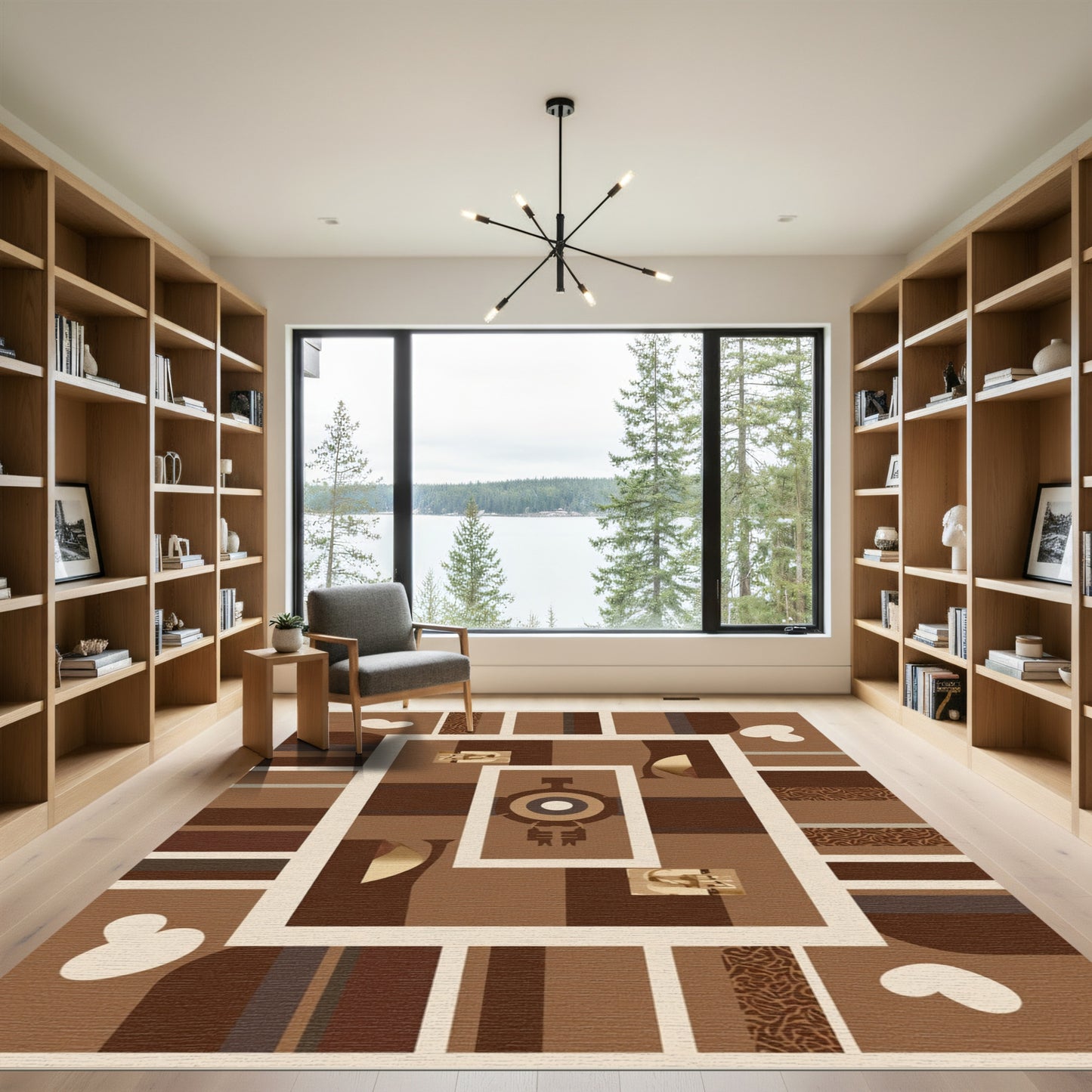 Brown Abstract Geometric Shapes Rug