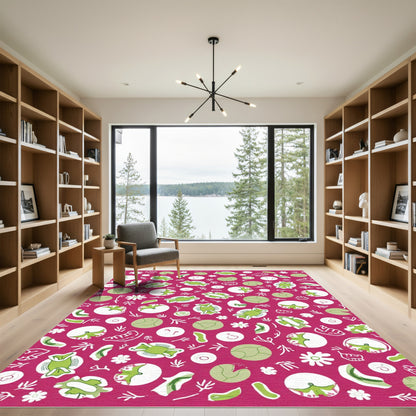 Pink Green Candy Flower Repeating Pattern Rug