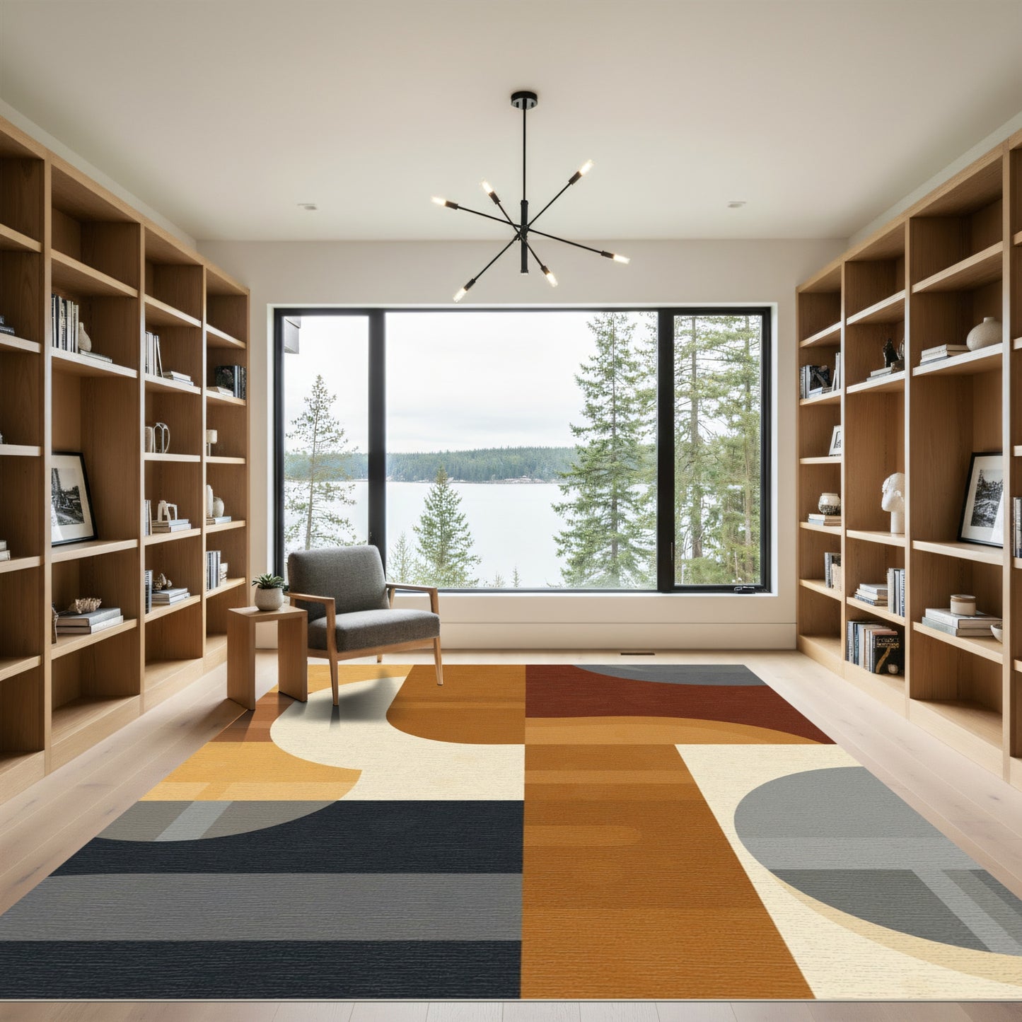 Modern Earthy Geometric Abstract Rug