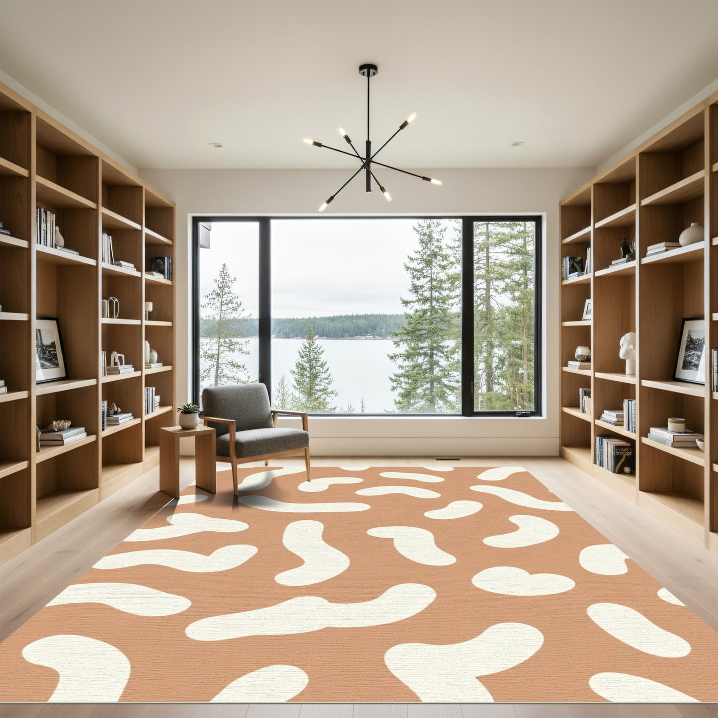 Terracotta Cream Irregular Blob Rug
