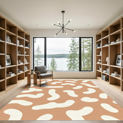 Terracotta Cream Irregular Blob Rug