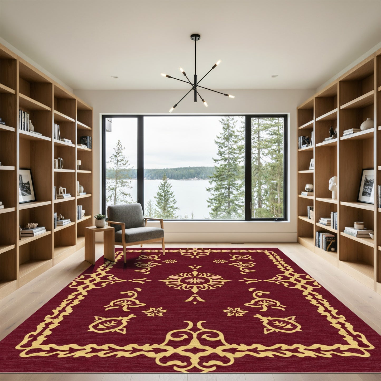 Crimson Gold ornate floral medallion Rug