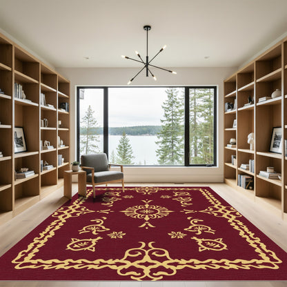 Crimson Gold ornate floral medallion Rug