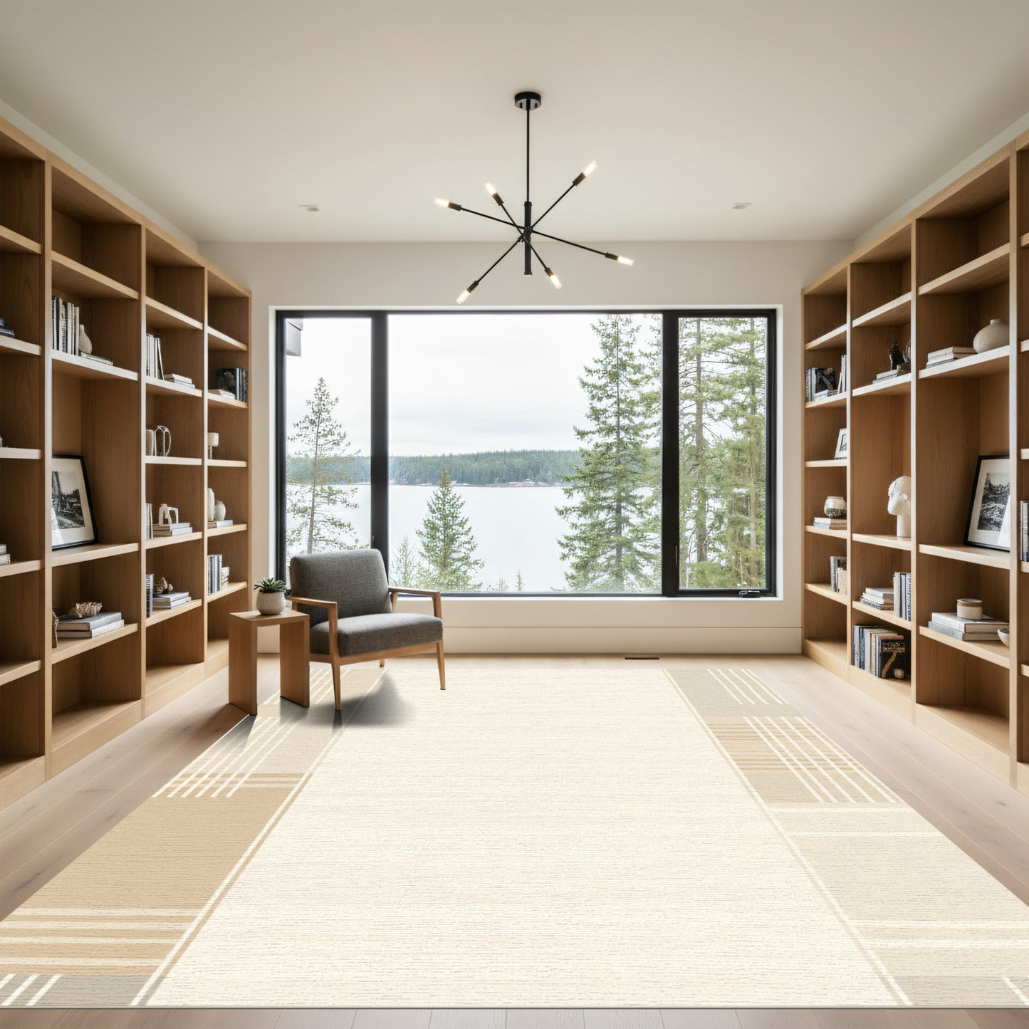 Neutral Tonal Stripe Geometric Rug