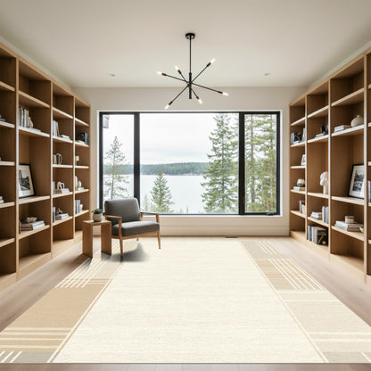 Neutral Tonal Stripe Geometric Rug