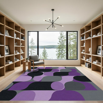 Modern Purple Gray Abstract Shapes Rug