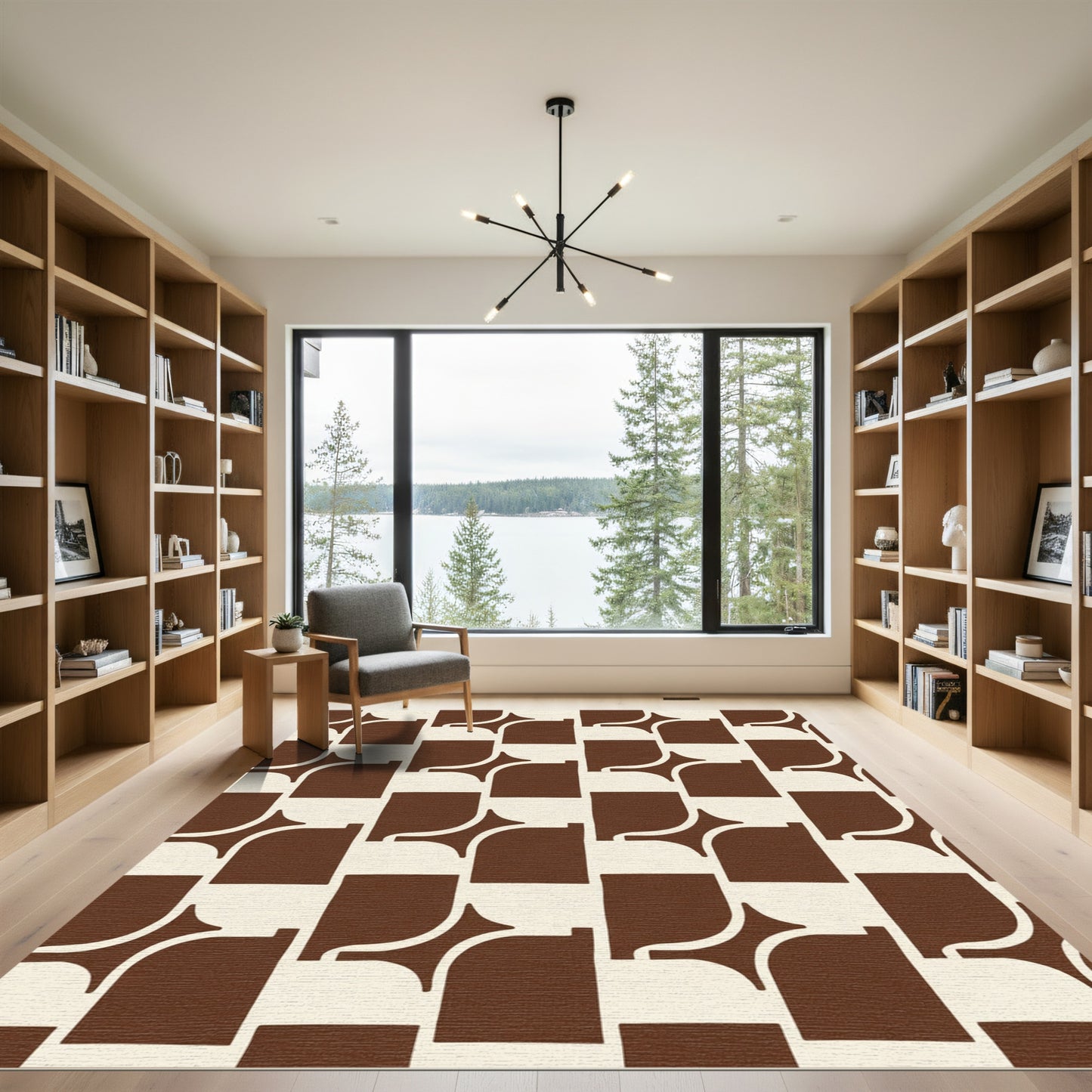 Retro Chocolate Square Grid Rug