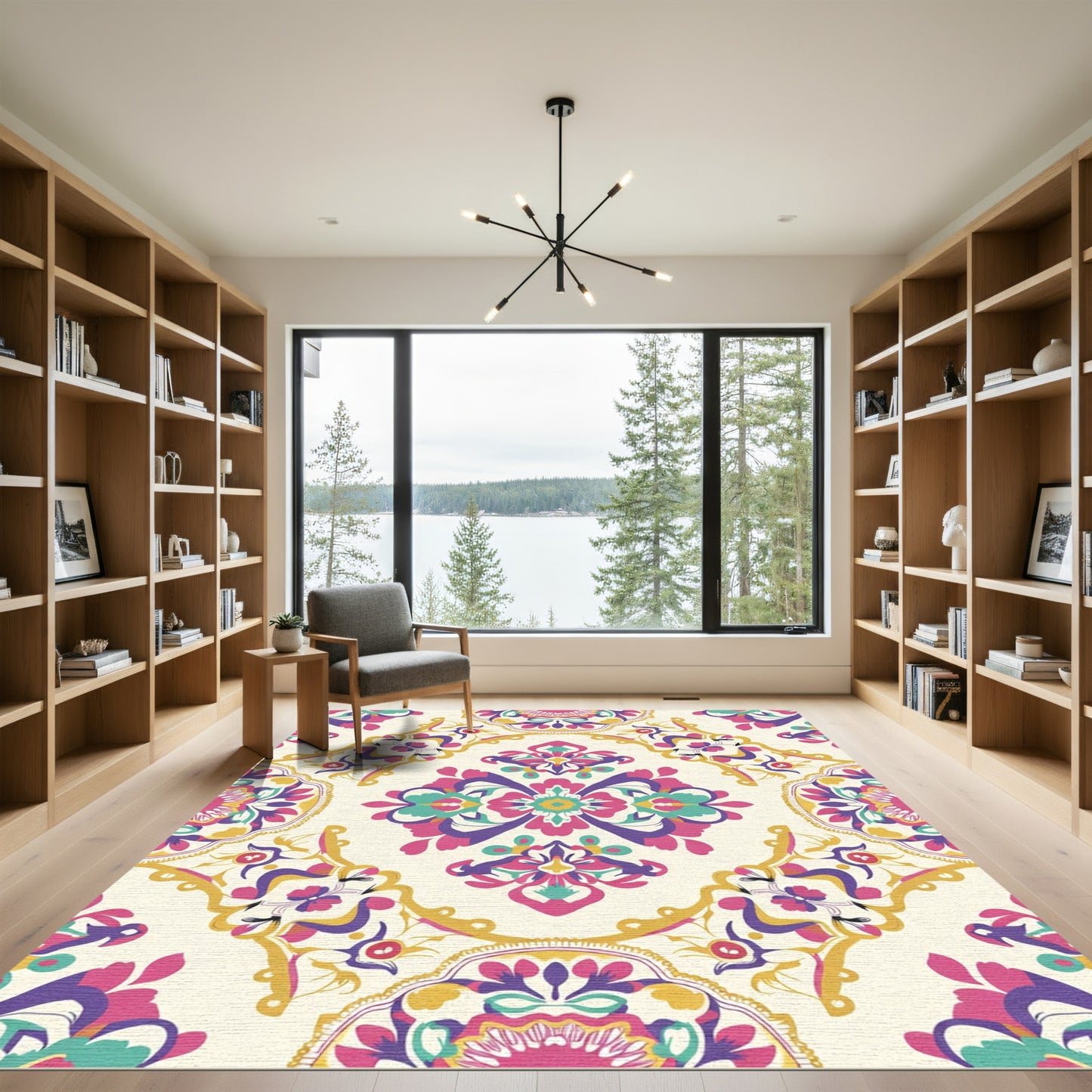 Vibrant Medallion Floral Damask Rug