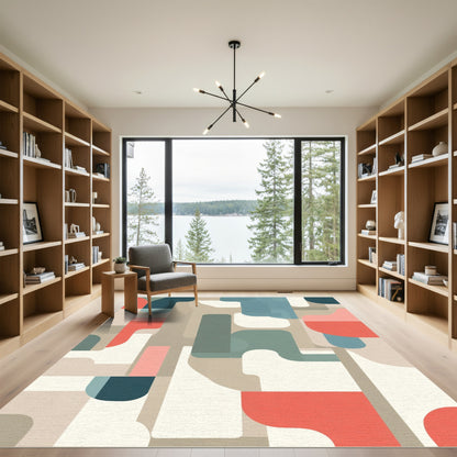 Retro Abstract Color Block Overlap Rug