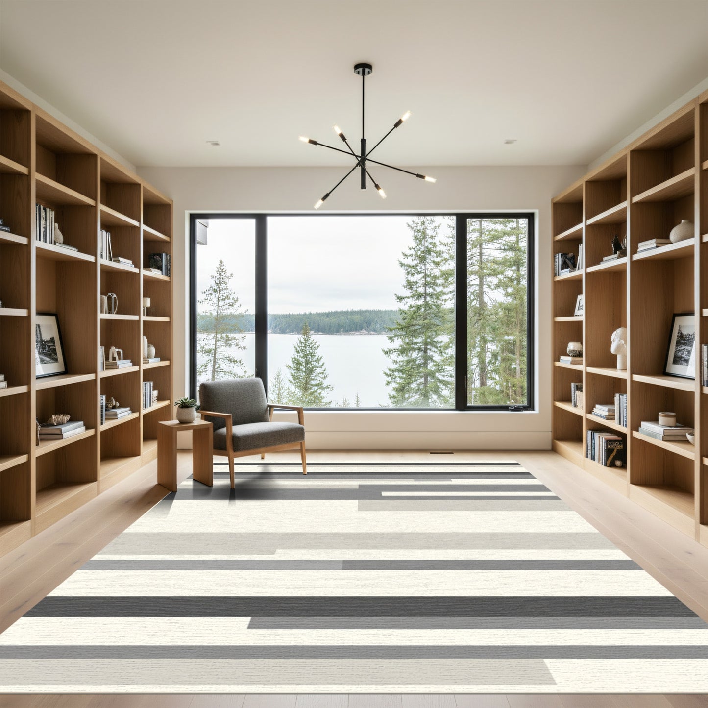 Monochromatic Grayscale Linear Abstract Rug