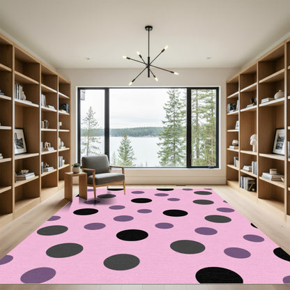 Pink Scattered Polka Dot Circles Rug