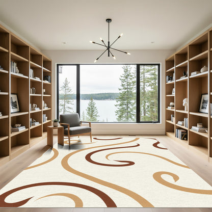 Earthy Swirls Warm Tone Abstract Rug