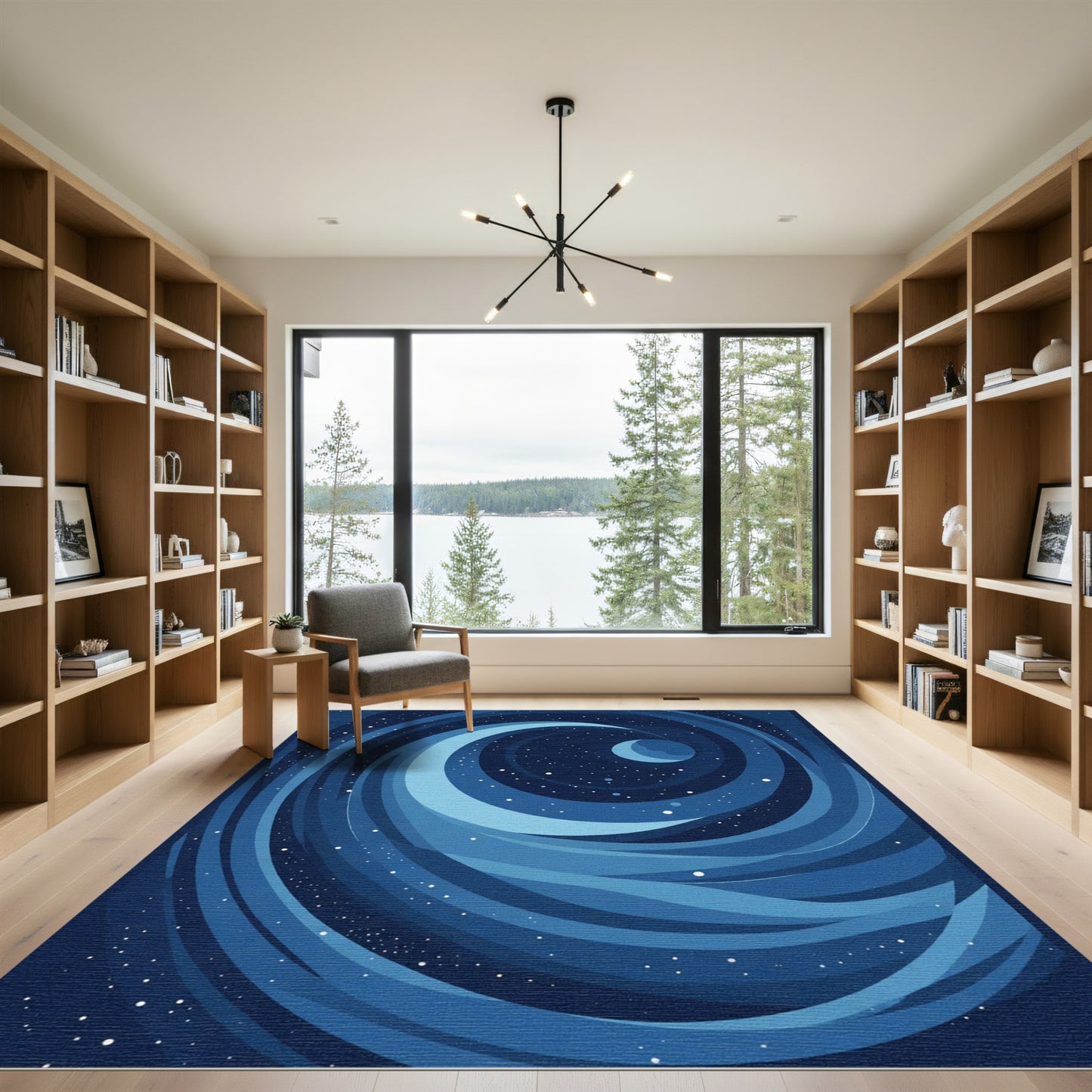 Cosmos Blue Swirl Galaxy Night Rug