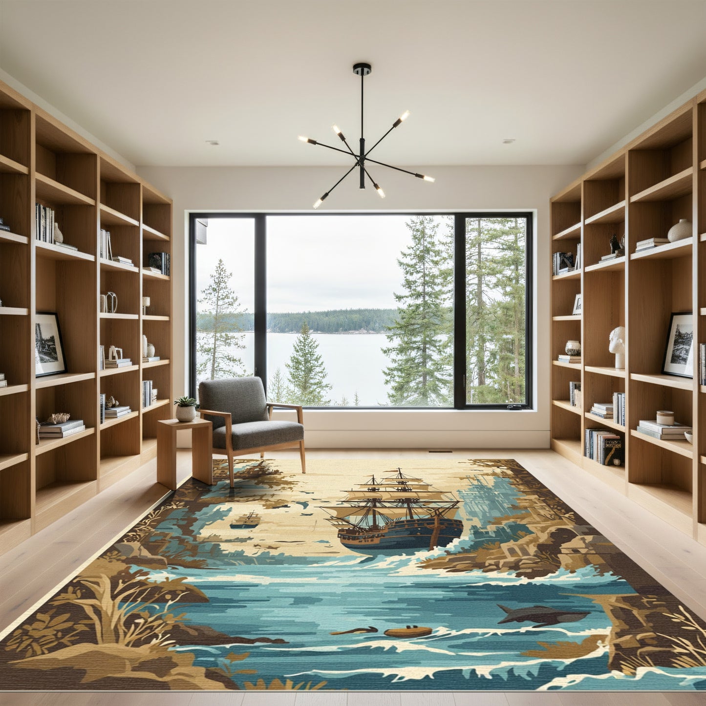 Nautical Tall Ship Coastal Adventure Rug
