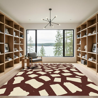 Terracotta Cream Irregular Shapes Rug