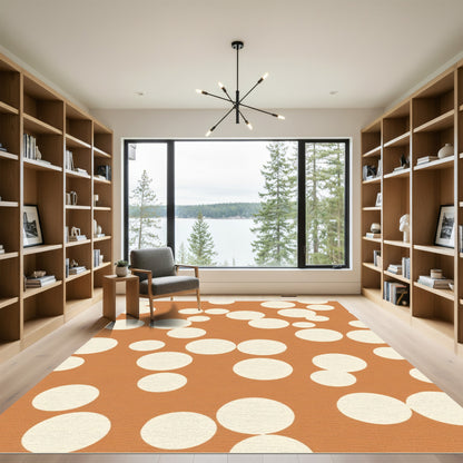 Cream Dots on Terracotta Background Rug