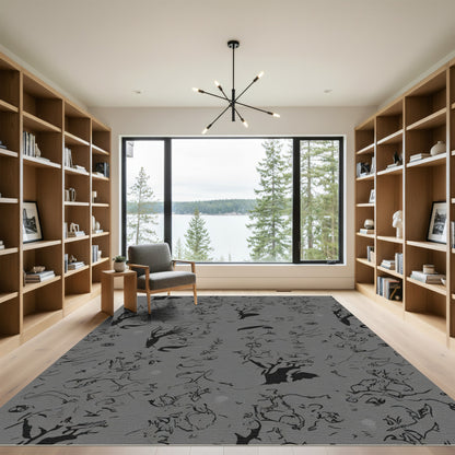 Monochromatic Ink Drawn Trees Collage Rug