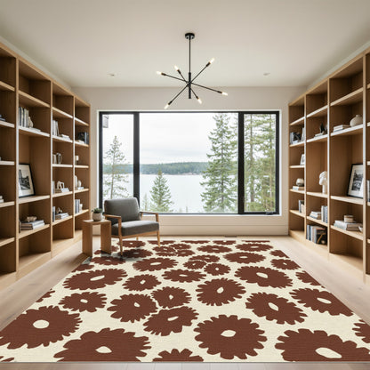 Brown Abstract Floral Scatter Rug