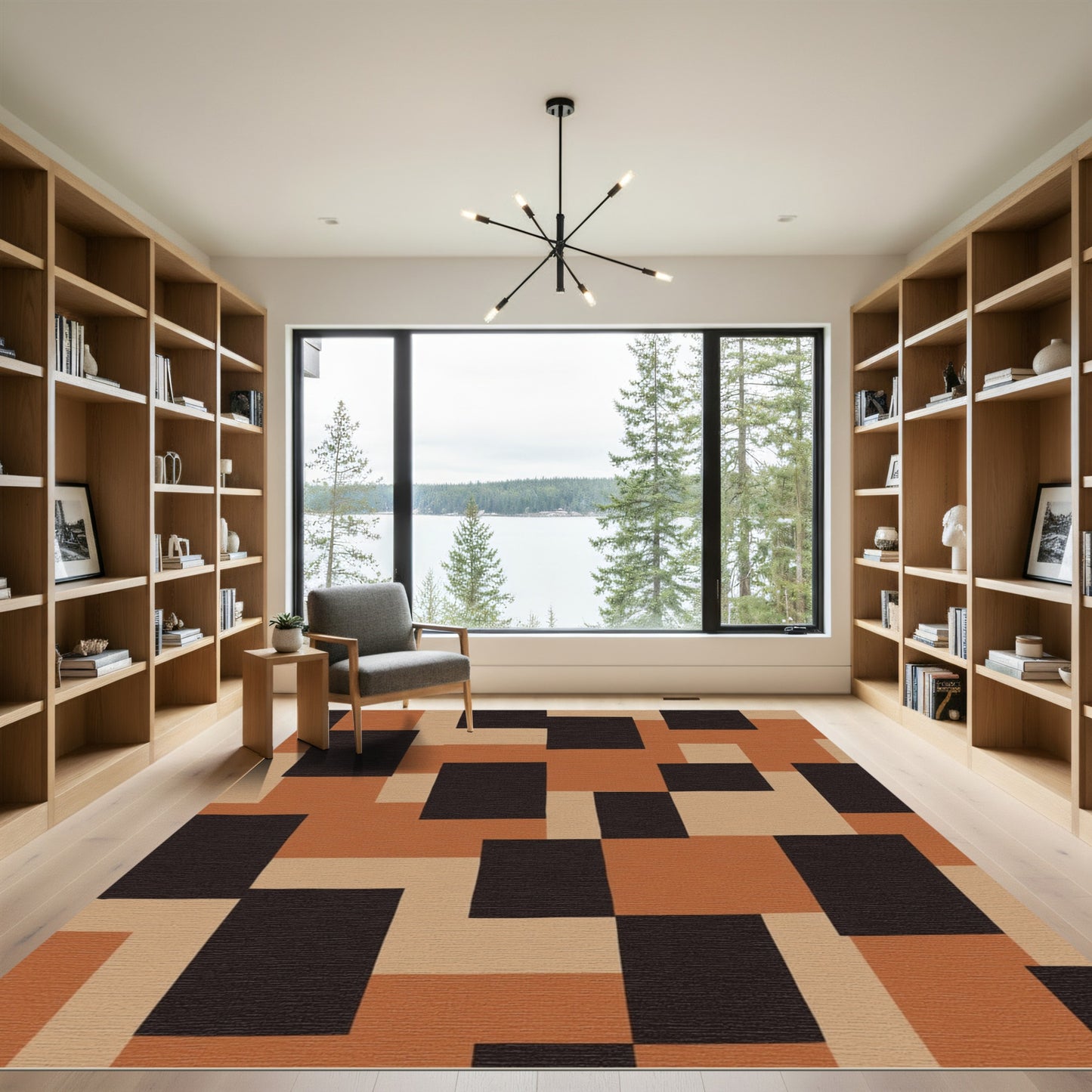 Terracotta Chocolate Block Composition Rug